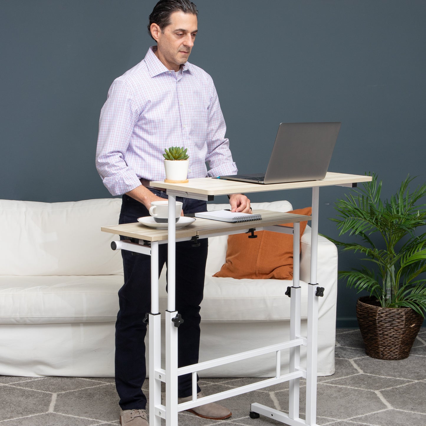 Mind Reader Standing Desk, Adjustable Height, Computer Desk, Laptop Desk, Portable, Rolling