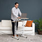 Mind Reader Standing Desk, Adjustable Height Laptop Workstation, Portable Rolling Desk on Wheels, Two-Tier Metal Frame
