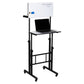 Mind Reader Standing Whiteboard Desk, Adjustable Height, Computer Desk, Laptop Desk, Portable, Rolling, 21"L x 21.5"W x 68.5"H, White