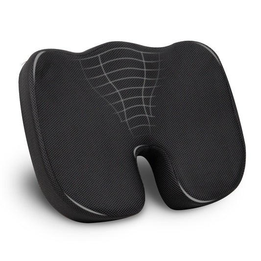 Mind Reader Memory Foam Seat Cushion with Air-Cloud Technology, Ergonomic Pressure Relief for Office Chair, Car, or Wheelchair, Sciatica, Coccyx, Tailbone & Hip Pain Support, Office, Memory Foam, 18"L x 13.5"W x 2.75"H
