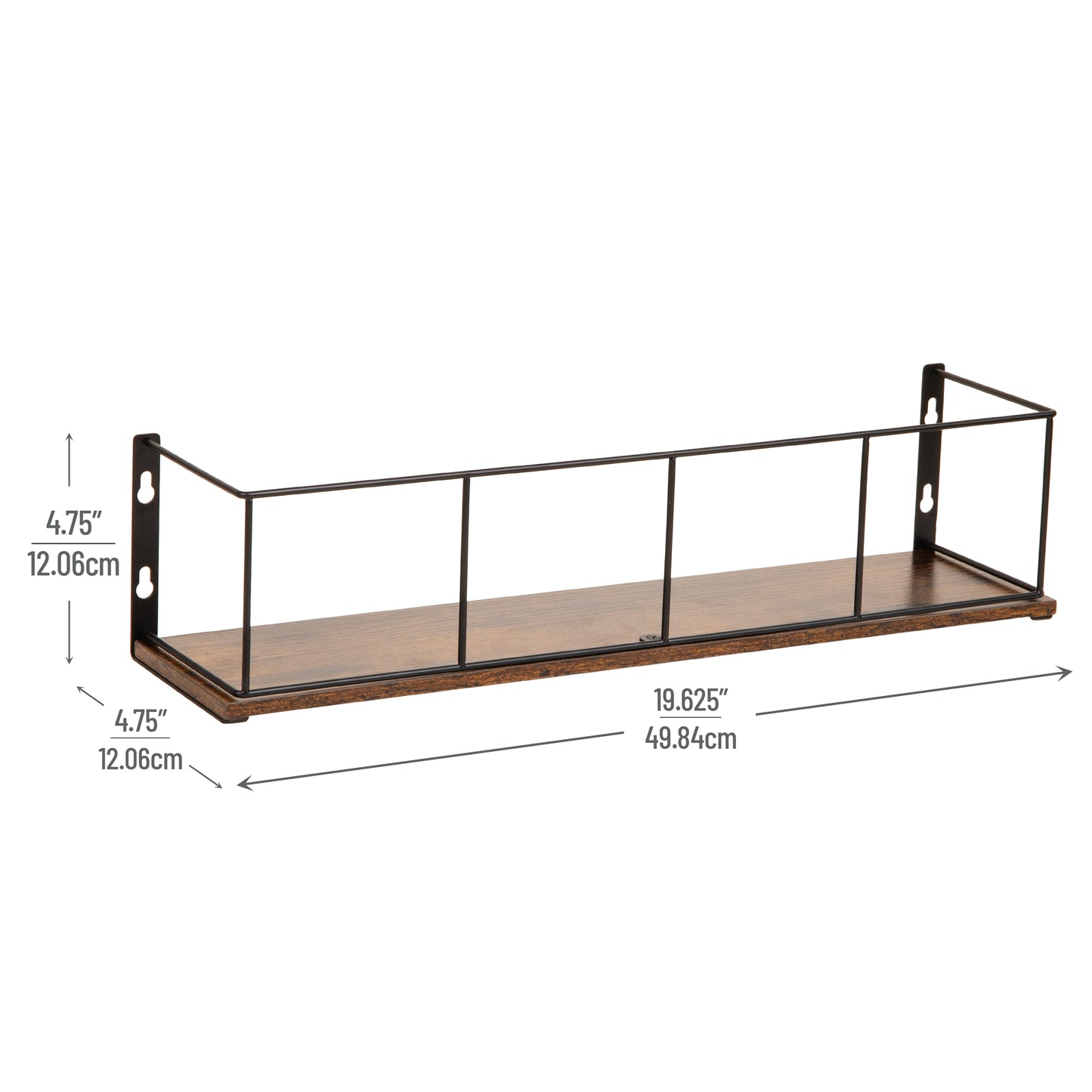 Mind Reader Desktop Shelf for Office Organization and Display, Mounting Hardware Included, Metal and Wood, Brown