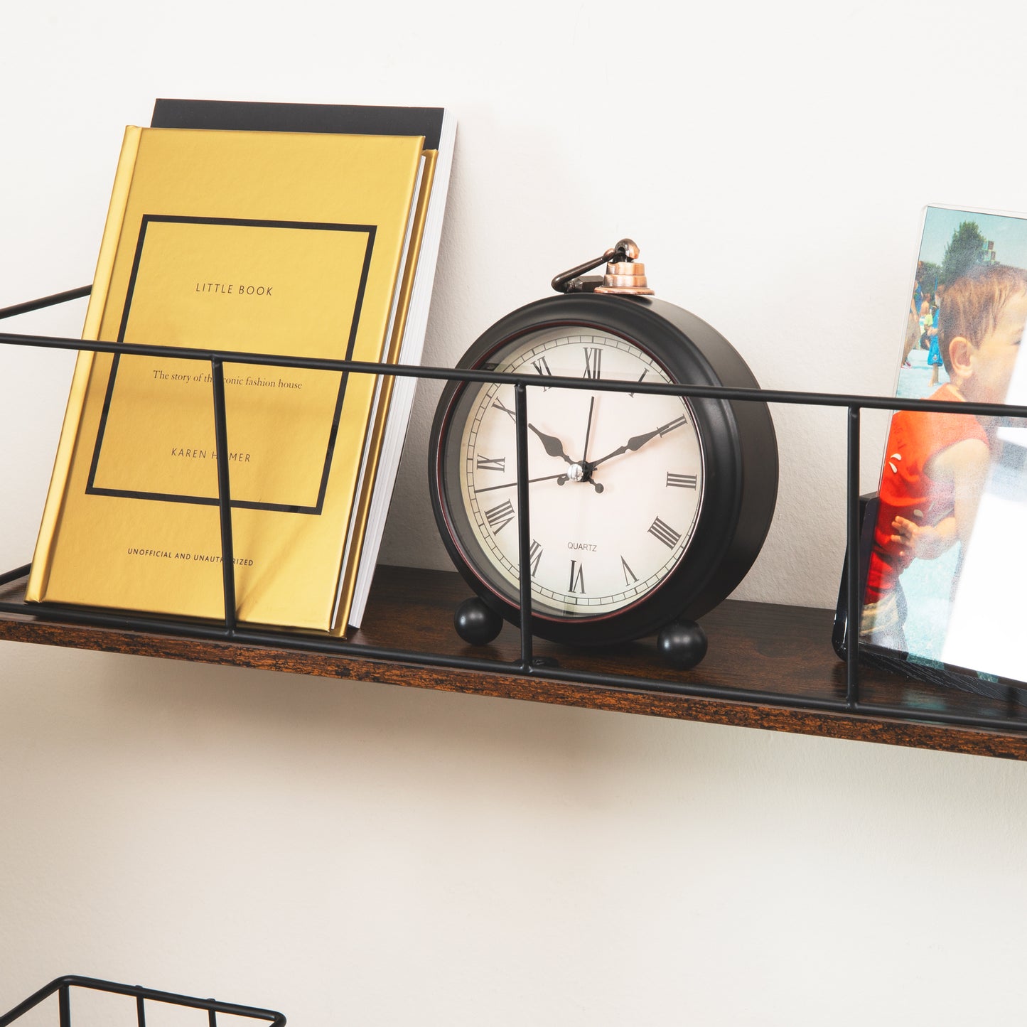 Mind Reader Desktop Shelf for Office Organization and Display, Mounting Hardware Included, Metal and Wood, Brown