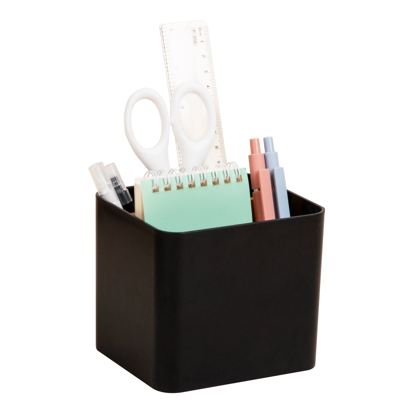 Mind Reader 2-Compartment Desktop Organizer, Removable Wood Divider, Non-Slip Base, Plastic and Wood