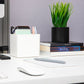 Mind Reader 2-Compartment Desktop Organizer, Removable Wood Divider, Non-Slip Base, Plastic and Wood