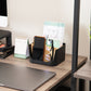 Mind Reader 5-Compartment Desktop Organizer, Adjustable Caddy, Plastic and Wood