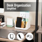 Mind Reader 5-Compartment Desktop Organizer, Adjustable Caddy, Plastic and Wood