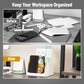 Mind Reader 5-Compartment Desktop Organizer, Adjustable Caddy, Plastic and Wood