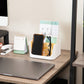 Mind Reader 5-Compartment Desktop Organizer, Adjustable Caddy, Plastic and Wood