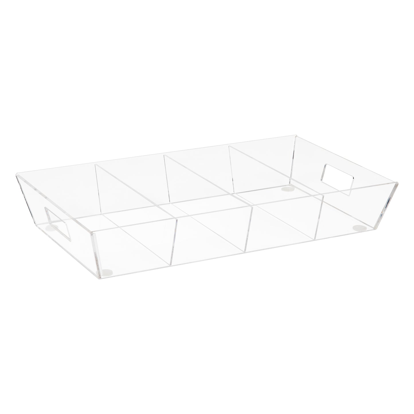Mind Reader Foundation Collection, Snack Organizer Tray, 4 Compartments, Serveware, Entertaining, Breakroom, 19.25"L x 11.325"W x 3.325"H, Clear