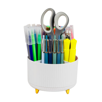 Mind Reader Rotating Pen Cup, Accessory Holder, Desktop Organization, Office, Plastic, 5.75"L x 5.75"W x 4.75"H