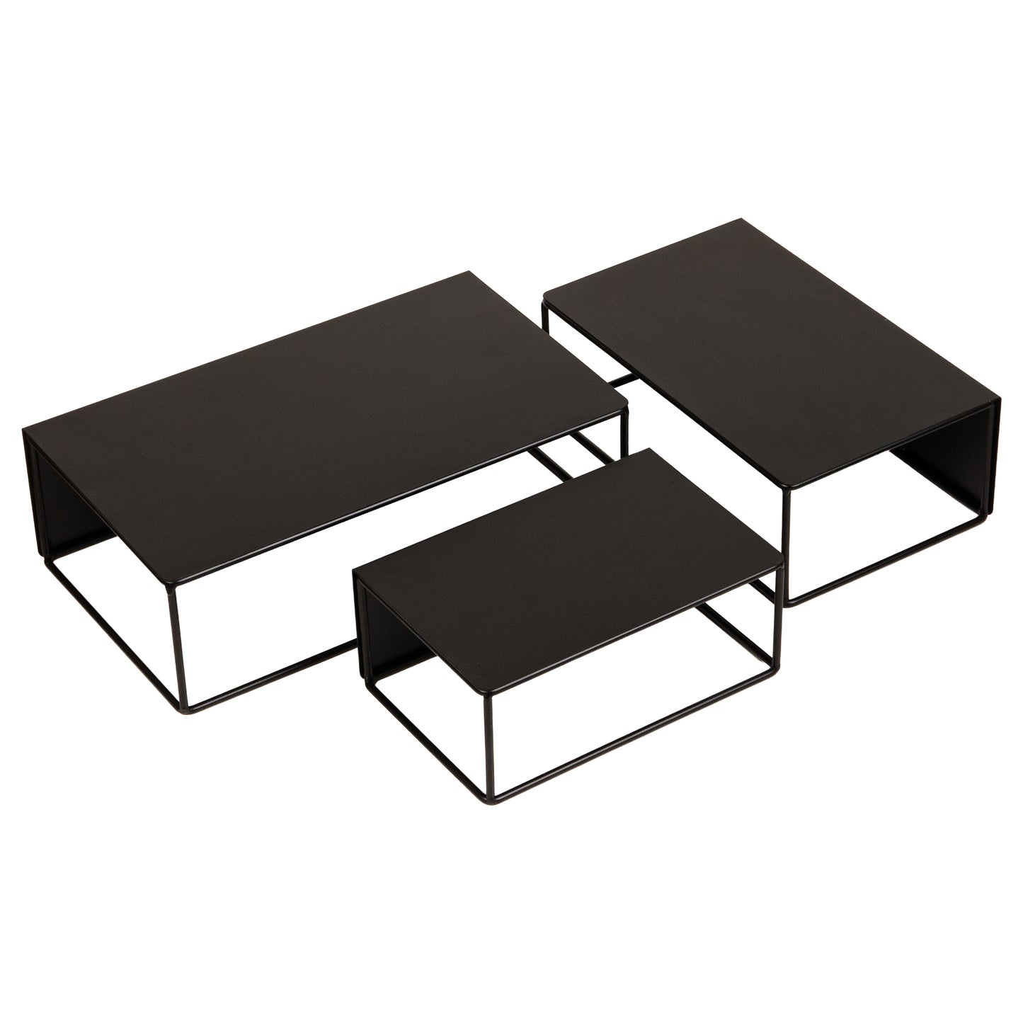 Mind Reader 3 Piece Metal Desktop Riser Set for Monitor, Laptop, and Office Organization, Set of 3, Black