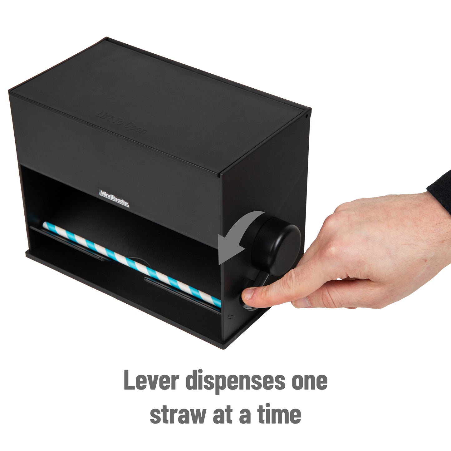 Mind Reader Straw Dispenser, Pencil Dispenser, Classroom Must Have, Restaurant Supply, Plastic, 8.5"L x 5"W x 6.5"H, Black