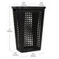 Mind Reader Slim Tapered Laundry Hamper with Lid, 50L Plastic Clothes Basket with Swiss Cross Cut-Outs, Lightweight & Ventilated Laundry Bin with Handles