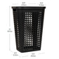 Mind Reader Slim Tapered Laundry Hamper with Lid, 50L Plastic Clothes Basket with Swiss Cross Cut-Outs, Lightweight & Ventilated Laundry Bin with Handles