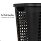 Mind Reader Slim Tapered Laundry Hamper with Lid, 50L Plastic Clothes Basket with Swiss Cross Cut-Outs, Lightweight & Ventilated Laundry Bin with Handles