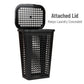 Mind Reader Slim Tapered Laundry Hamper with Lid, 50L Plastic Clothes Basket with Swiss Cross Cut-Outs, Lightweight & Ventilated Laundry Bin with Handles