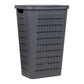 Mind Reader Slim Tapered Laundry Hamper with Lid, 50L Plastic Clothes Basket with Swiss Cross Cut-Outs, Lightweight & Ventilated Laundry Bin with Handles