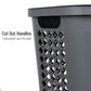 Mind Reader Slim Tapered Laundry Hamper with Lid, 50L Plastic Clothes Basket with Swiss Cross Cut-Outs, Lightweight & Ventilated Laundry Bin with Handles