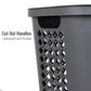 Mind Reader Slim Tapered Laundry Hamper with Lid, 50L Plastic Clothes Basket with Swiss Cross Cut-Outs, Lightweight & Ventilated Laundry Bin with Handles