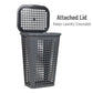 Mind Reader Slim Tapered Laundry Hamper with Lid, 50L Plastic Clothes Basket with Swiss Cross Cut-Outs, Lightweight & Ventilated Laundry Bin with Handles