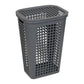 Mind Reader Slim Tapered Laundry Hamper with Lid, 50L Plastic Clothes Basket with Swiss Cross Cut-Outs, Lightweight & Ventilated Laundry Bin with Handles