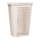 Mind Reader Slim Tapered Laundry Hamper with Lid, 50L Plastic Clothes Basket with Swiss Cross Cut-Outs, Lightweight & Ventilated Laundry Bin with Handles