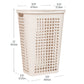 Mind Reader Slim Tapered Laundry Hamper with Lid, 50L Plastic Clothes Basket with Swiss Cross Cut-Outs, Lightweight & Ventilated Laundry Bin with Handles
