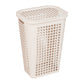 Mind Reader Slim Tapered Laundry Hamper with Lid, 50L Plastic Clothes Basket with Swiss Cross Cut-Outs, Lightweight & Ventilated Laundry Bin with Handles