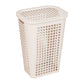 Mind Reader Slim Tapered Laundry Hamper with Lid, 50L Plastic Clothes Basket with Swiss Cross Cut-Outs, Lightweight & Ventilated Laundry Bin with Handles