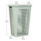 Mind Reader Slim Tapered Laundry Hamper with Lid, 50L Plastic Clothes Basket with Swiss Cross Cut-Outs, Lightweight & Ventilated Laundry Bin with Handles