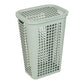 Mind Reader Slim Tapered Laundry Hamper with Lid, 50L Plastic Clothes Basket with Swiss Cross Cut-Outs, Lightweight & Ventilated Laundry Bin with Handles