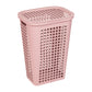 Mind Reader Slim Tapered Laundry Hamper with Lid, 50L Plastic Clothes Basket with Swiss Cross Cut-Outs, Lightweight & Ventilated Laundry Bin with Handles