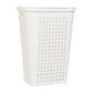 Mind Reader Slim Tapered Laundry Hamper with Lid, 50L Plastic Clothes Basket with Swiss Cross Cut-Outs, Lightweight & Ventilated Laundry Bin with Handles