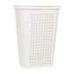 Mind Reader Slim Tapered Laundry Hamper with Lid, 50L Plastic Clothes Basket with Swiss Cross Cut-Outs, Lightweight & Ventilated Laundry Bin with Handles