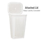 Mind Reader Slim Tapered Laundry Hamper with Lid, 50L Plastic Clothes Basket with Swiss Cross Cut-Outs, Lightweight & Ventilated Laundry Bin with Handles