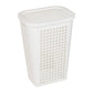 Mind Reader Slim Tapered Laundry Hamper with Lid, 50L Plastic Clothes Basket with Swiss Cross Cut-Outs, Lightweight & Ventilated Laundry Bin with Handles