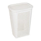 Mind Reader Slim Tapered Laundry Hamper with Lid, 50L Plastic Clothes Basket with Swiss Cross Cut-Outs, Lightweight & Ventilated Laundry Bin with Handles