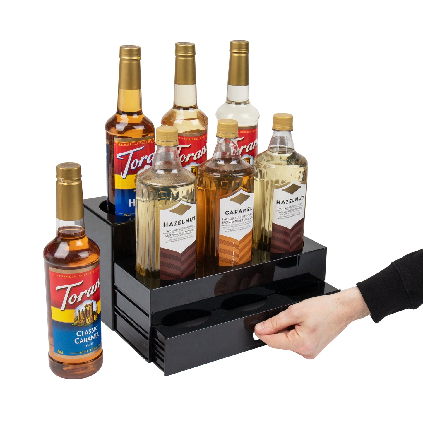 Mind Reader Coffee Syrup Station, Coffee Bar Accessories, Countertop Organizer, Acrylic, 14.25"L x 12.5"W x 7"H, Black