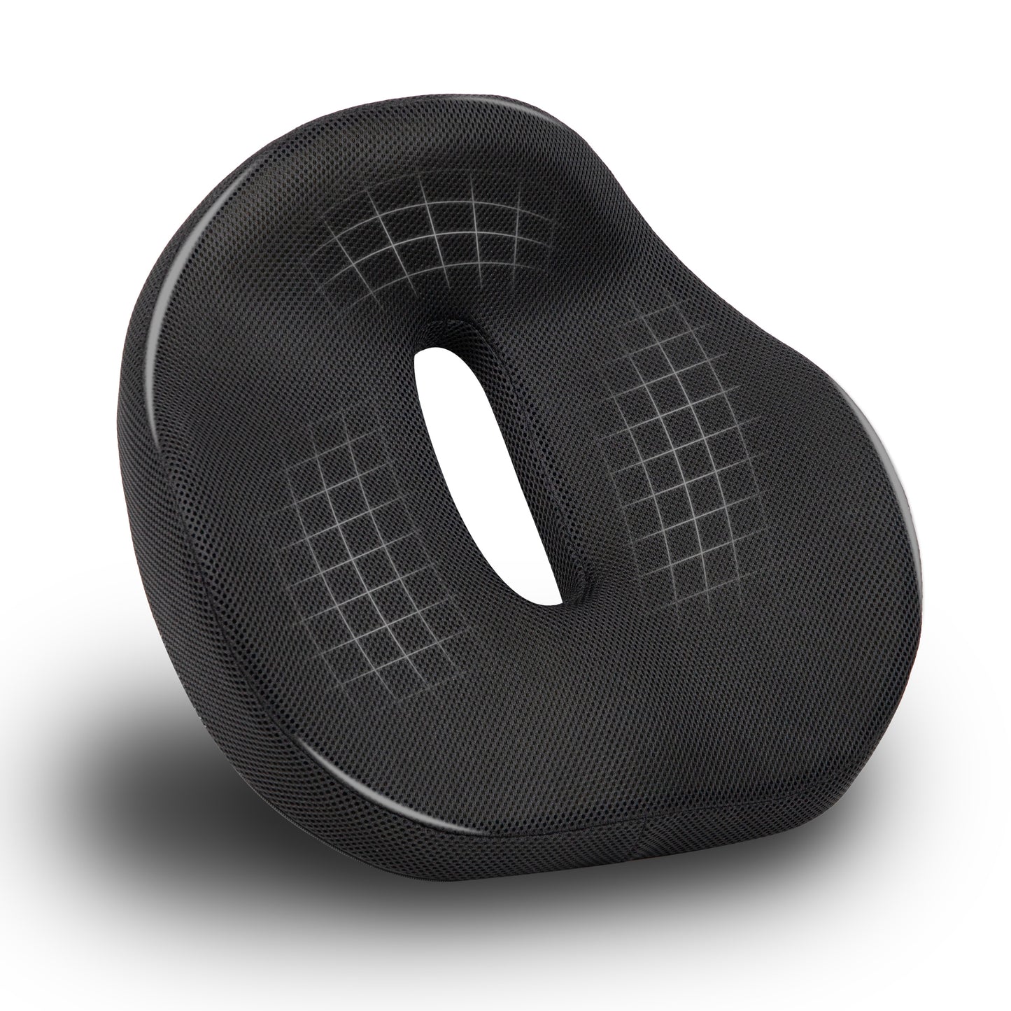 Mind Reader Donut Pillow with Air-Cloud Technology, Ergonomic Memory Foam Seat Cushion for Tailbone, Hemorrhoid, Pregnancy & Lower Back Pain Relief, Washable Cover, Black