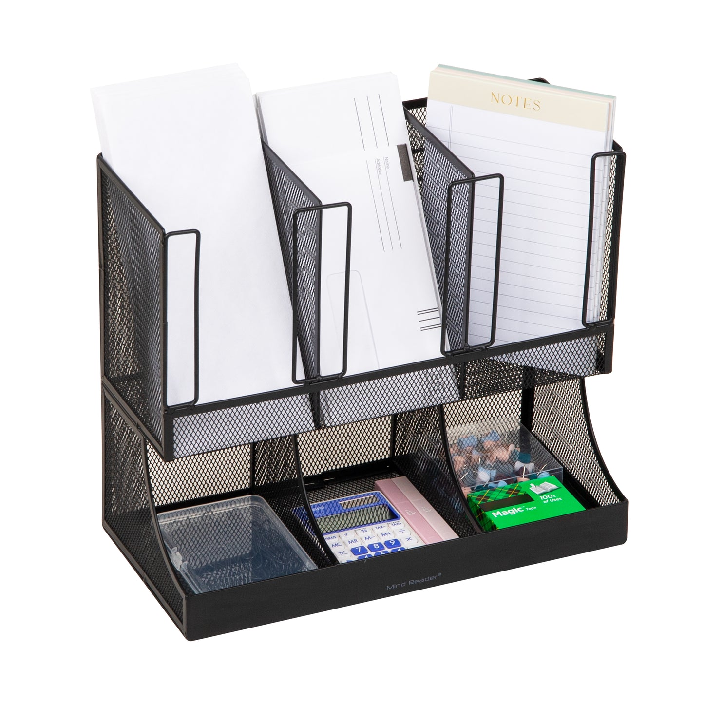 Mind Reader Multipurpose Countertop Organizer, Office Breakroom and Desktop Storage, Metal Mesh, Black