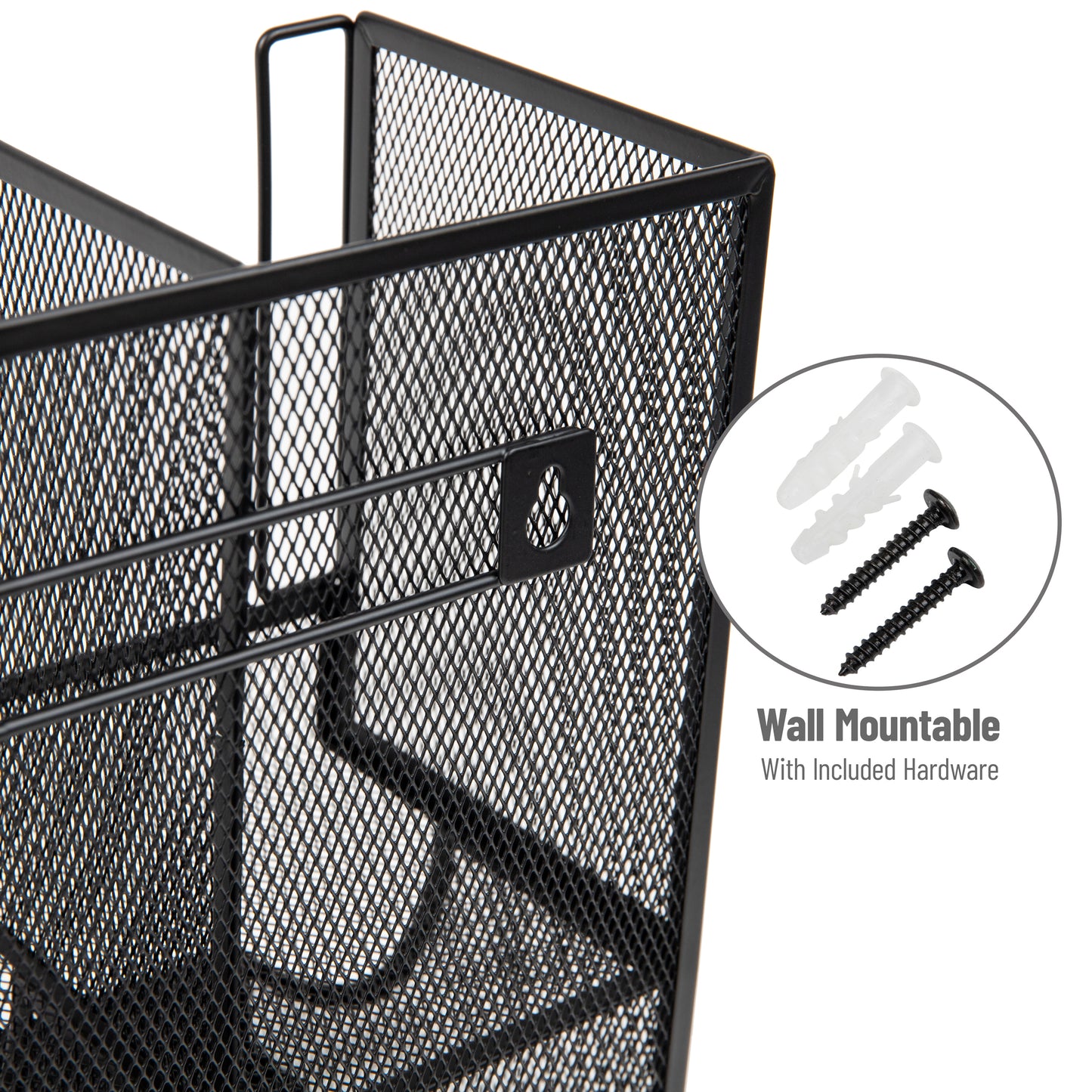 Mind Reader Multipurpose Countertop Organizer, Office Breakroom and Desktop Storage, Metal Mesh, Black