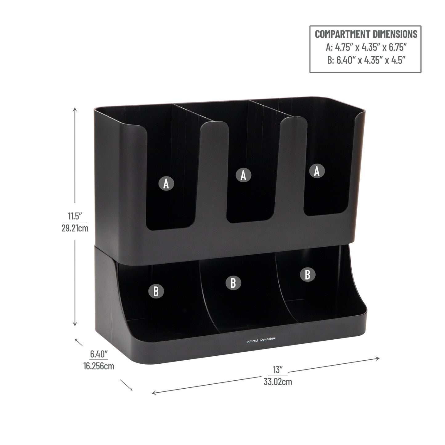 Mind Reader Cup and Condiment Station, Countertop Organizer, Coffee Bar, Kitchen, Stirrers, 13"L x 6.4"W x 11.5"H