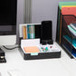 Mind Reader Desktop Organizer Charging Station, Accessory Storage, Workspace, Office, 8.5"L x 7.25"W x 3.5"H, Black and White