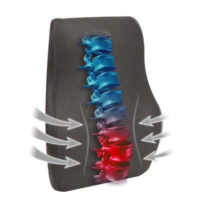 Mind Reader Lumbar Support Cushion for Office Chair and Car Seat, Memory Foam, Back Pain Relief, Improves Posture, 14.5"L x 5"W x 18.5"H