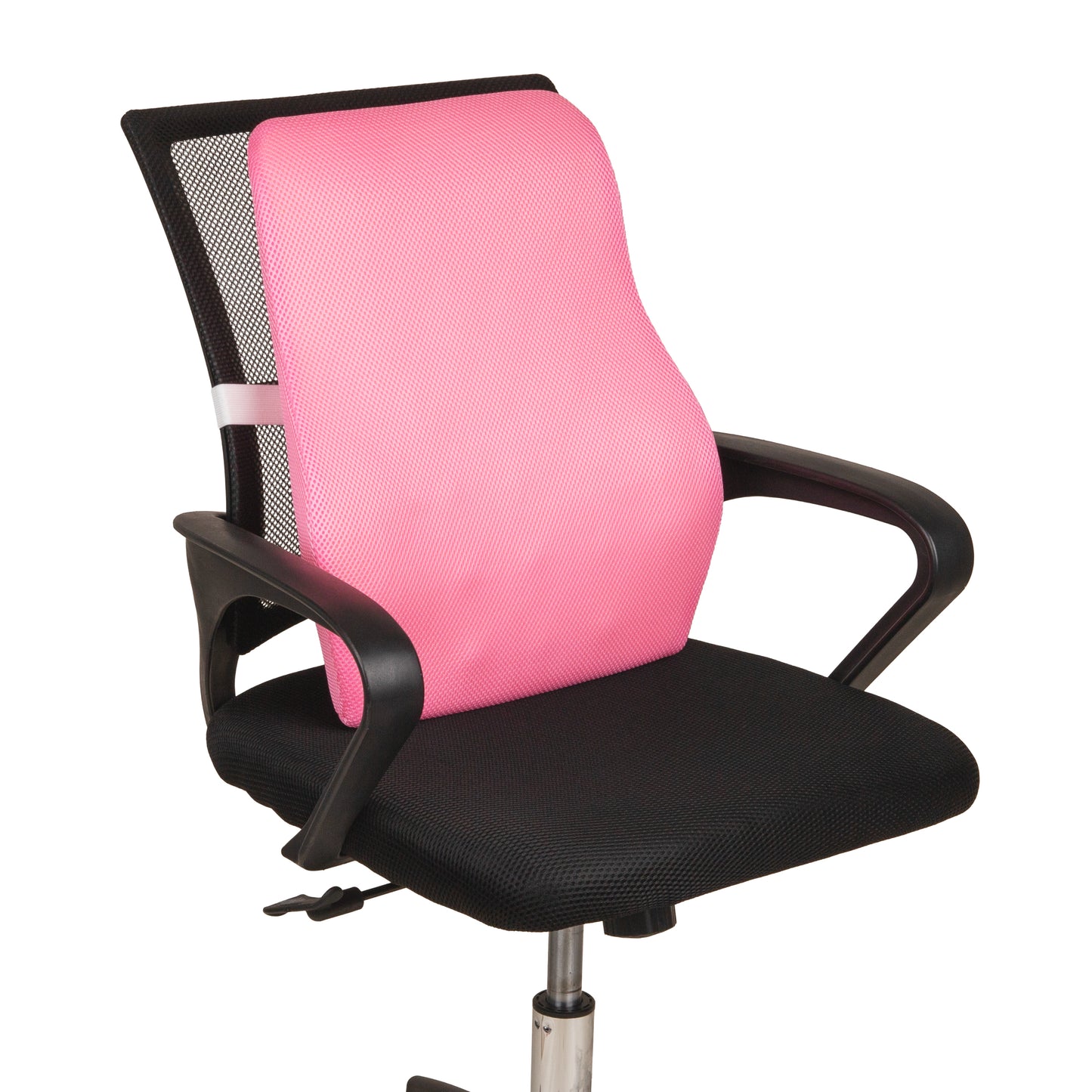 Mind Reader Air-Cloud Lumbar Cushion, Memory Foam Back Support Pillow for Lower Back Pain Relief, Adjustable Strap, Office Chair and Car Seat, Pink