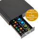 Mind Reader Single Serve Coffee Pod Organizer with 2 Drawers, Compatible with 18 Vertuoline (7.77 fl oz) or 72 Original Nespresso (1.35 fl oz)  capsules, Countertop Storage, Plastic, 13.25"L x 12.75"W x 2.5"H, Black