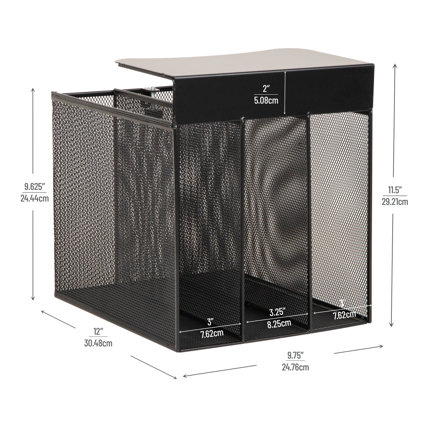 Mind Reader Slide-On Under Desk File Organizer, No Tools Required, Hanging Storage for Laptops, Folders, and Notebooks, Metal, Black