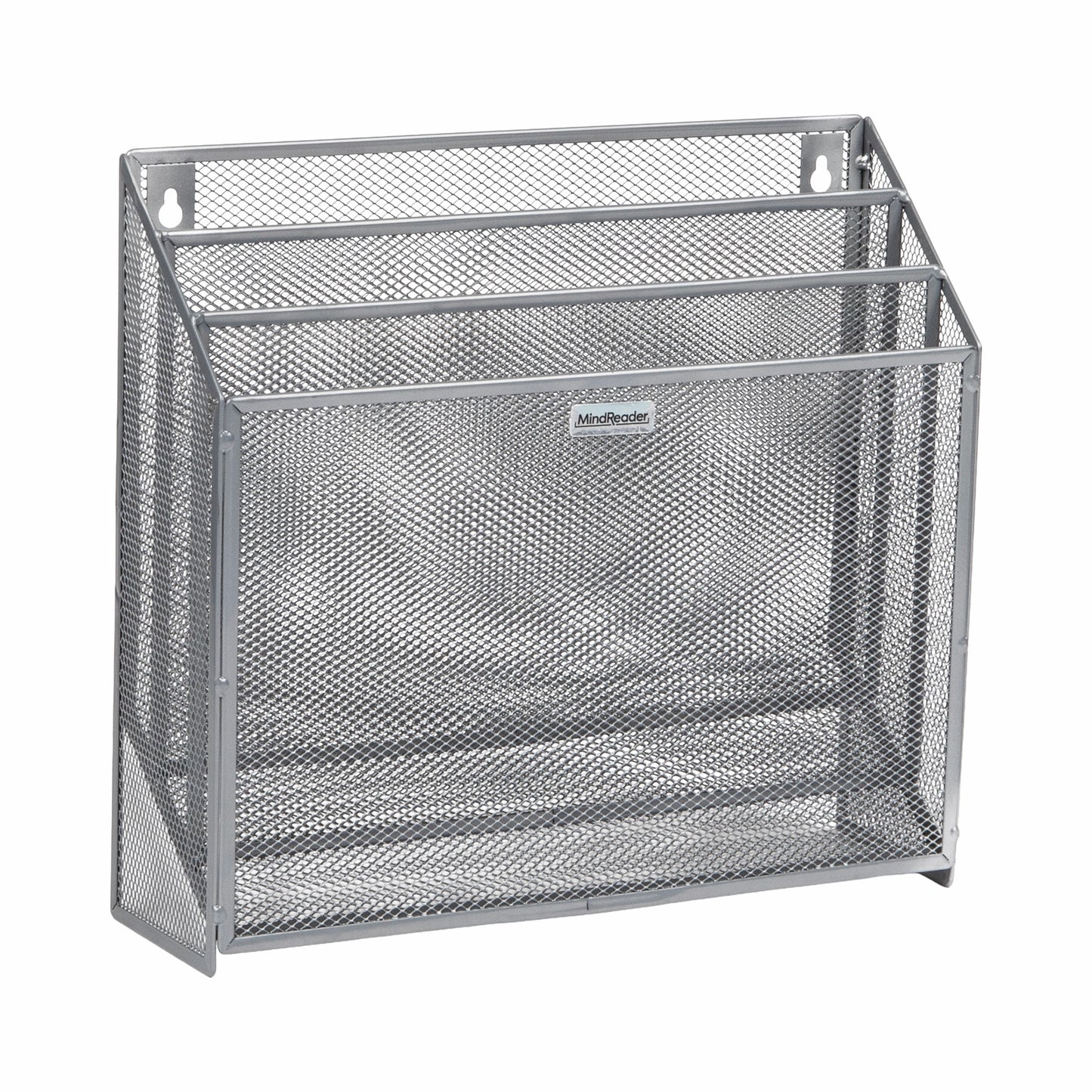 Mind Reader Vertical File Storage, Desktop Organizer, Wall Mount, Office, Metal Mesh, 12.5"L x 3.75"W x 11.5"H