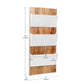 Mind Reader 3-Tier Wall-Mounted File Organizer, Wood and Metal Vertical Rack for Mail, Magazines, and Documents, Metal, Wood, White
