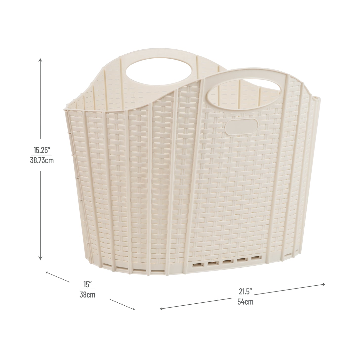 Mind Reader 40L Collapsible Laundry Hamper, Clothes Basket, Premium Wicker Design, Plastic, 21.5"L x 15"W x 15.25"H